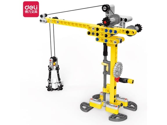 Deli Dečija igračka Blokovi za slaganje Veliki kran 131 deo 74385