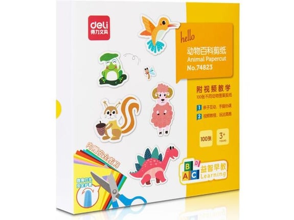 Deli Papir za iskranjanje + makaze Životinje 74823