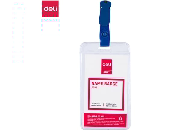 Deli Kartica ID sa plavom štipaljkom 54x90mm vertikalna 1/50 E5753