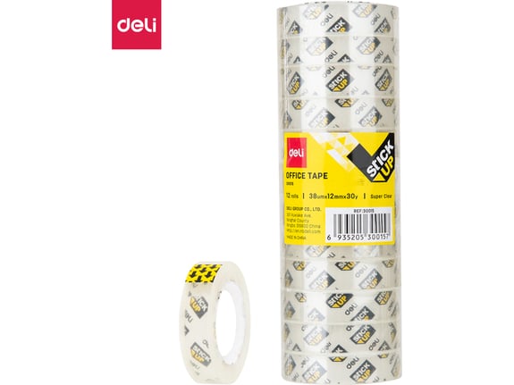 Deli Selotejp 12mmx30Yx38µm Set 1/12 E30015