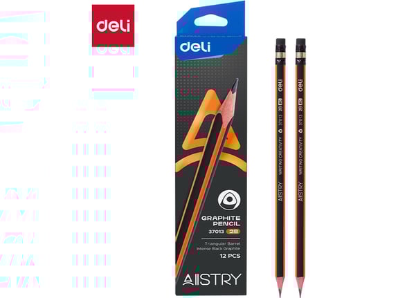 Deli Grafitne olovke sa gumicom 2B Fluo oranž-crne 1/12 E37013