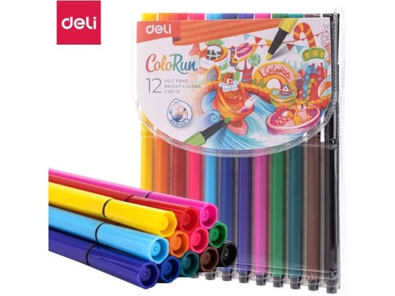 Deli Flomasteri Colorun Heksagonalni u PVC Etuiu 1/12 EC157-12