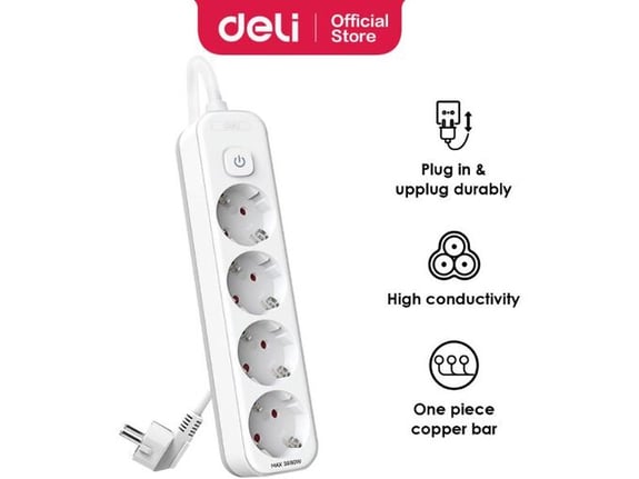 Deli Produžni kabl sa prekidačem 3 utičnice i 5m dužine ET433