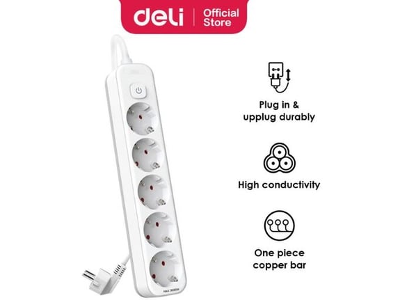 Deli Produžni kabl sa prekidačem 5 utičnica i 5m dužine ET439