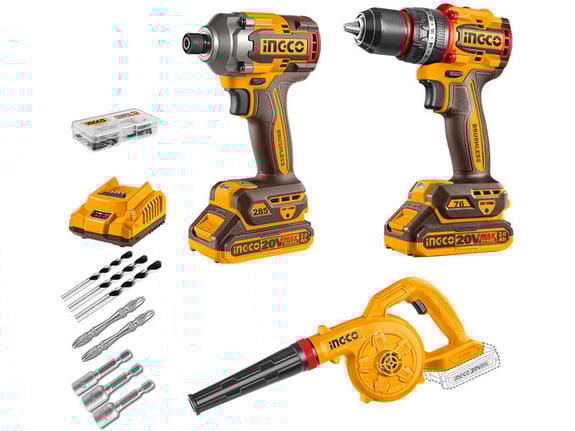 Ingco Aku set Bušilica 76NM+Udarni odvijač 285NM+Duvač Super NETO COSLI250182E