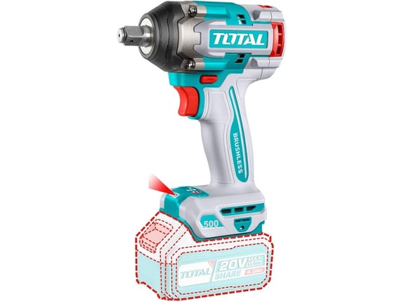 Total alati Udarni odvijač Li-ion BL 1/2",20V, 500Nm