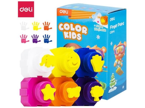 Deli Boja za prste tempera 6 x 18ml sa šablonima EC21-6