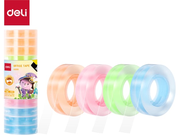 Deli Selotejp neon 12mmx30Yx38mm Set 1/12 EA690