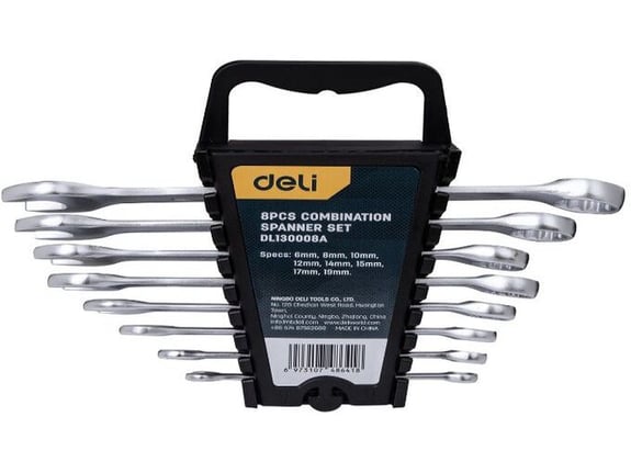 Deli Set okasto-viljuškastih ključeva 6–19mm 8kom EDL130008A