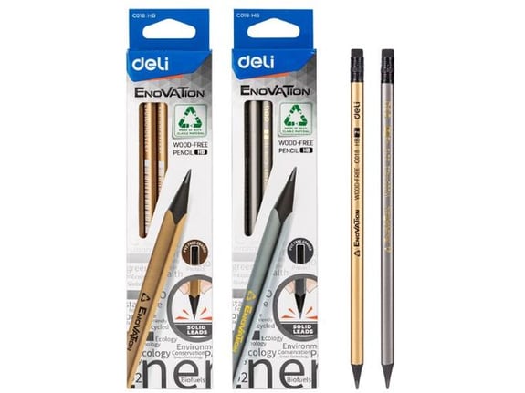 Deli Grafitne olovke Enovation zlatna i srebrna HB EC018-HB