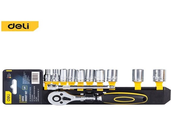 Deli Set nasadnika sa račnom 1/4" 12kom EDL0012T