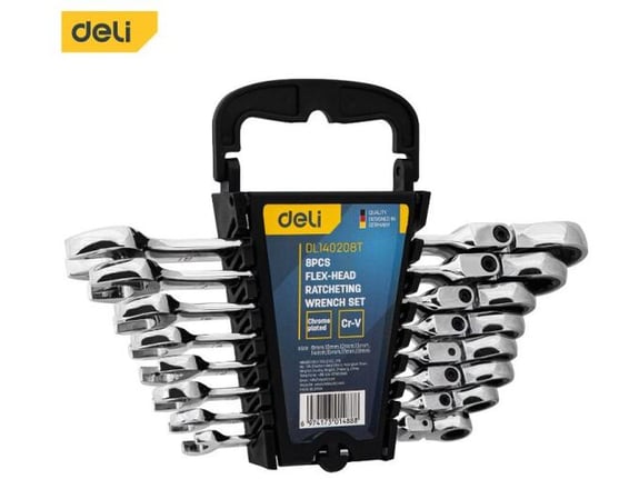 Deli Set ključeva sa fleksibilnom račnom 8-19mm 8kom EDL140208T