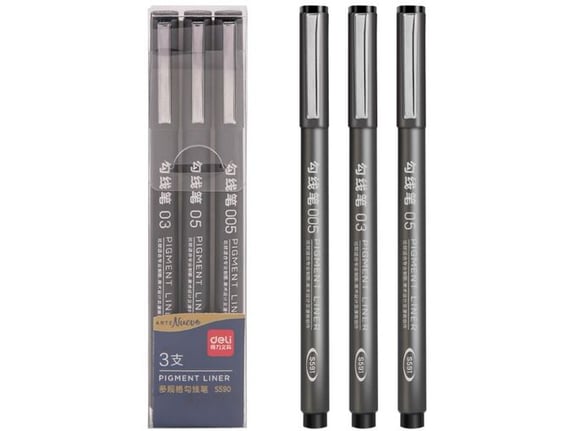 Deli Flomaster Fineliner Set 1/3 0.2mm/0.35mm/0.45mm S590