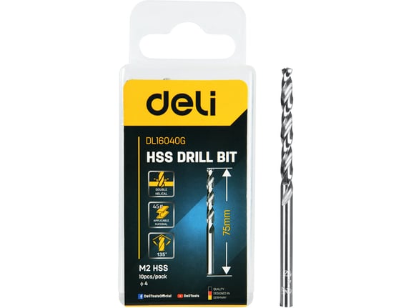Deli HSS Spiralna burgija za metal 4.0mm 10/1 EDL16040G