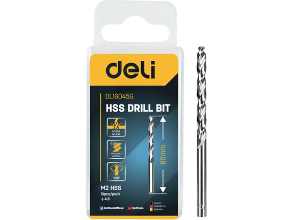 Deli HSS Spiralna burgija za metal 4.5mm 10/1 EDL16045G