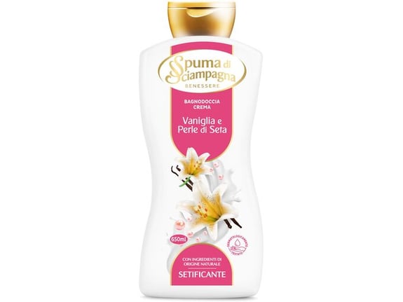 Spuma di Sciampagna Krema za tuširanje Setificante, Pearls Of Silk & Vanilla 650ml