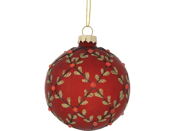 Staklena kugla sa listićima 12cm