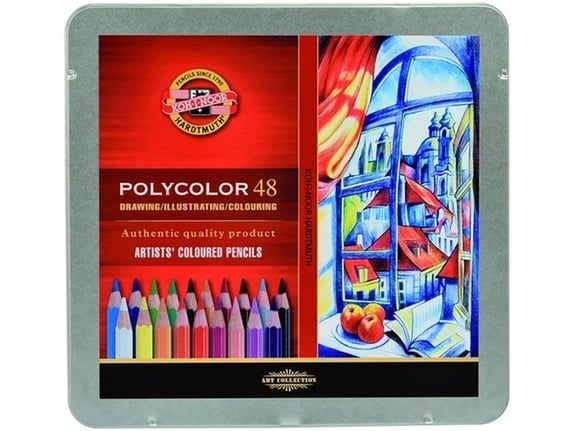 Koh-i-Noor Set umetničkih drvenih boja polycolor 1/48 drvena kutija 382608