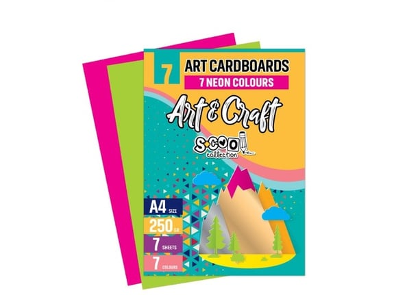 S-Cool Art kartoni A4 1/7 250gr mix neon boja SC1806