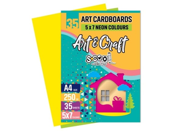 S-Cool Art kartoni A4 1/35 250gr mix neon boja SC1807