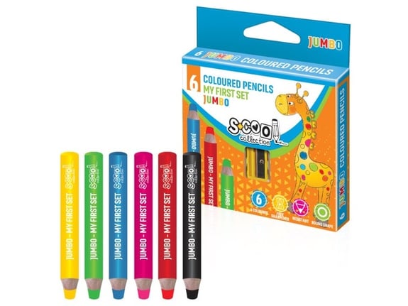 S-cool Drvene bojice Jumbo + režač 1/6 SC2685