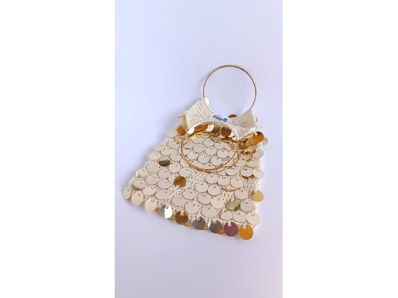 Pletenje Ručno heklana torba sa šljokicama letnja