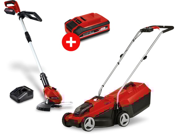 Einhell Akumulatorska kosačica za travu GE-CM 18/32 + Akumulatorski trimer GE-CT 18 Li (1x 2,5Ah) + Power X-Change Plus 18V 3,0Ah PXC Plus Baterija