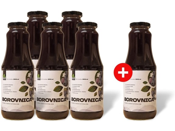 B2C Matični sok od borovnice 100% prirodno 1l 5+1