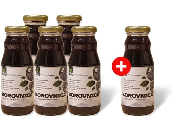 B2C Matični sok od borovnice 100% prirodno 200 ml 5+1