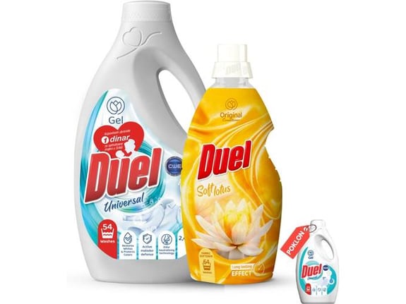 Duel Tečni deterdžent Universal 2,45 + Duel Omekšivač Soft Lotus 1,6l + USB poklon