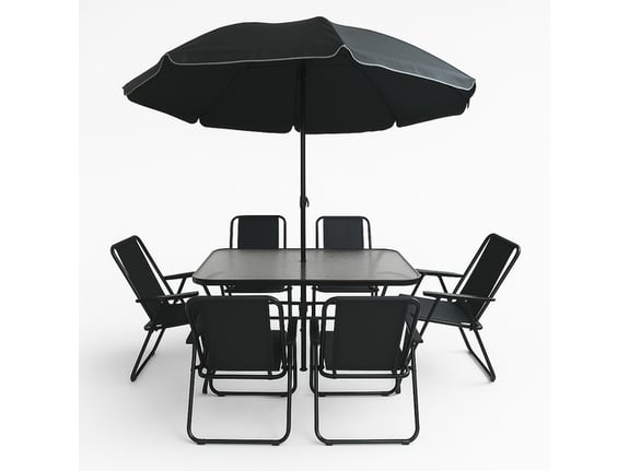 Nero Set za baštu 6 stolica i sto sa XL suncobranom
