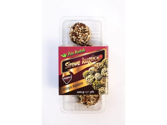 Bio kutak Sirove kuglice višnja badem 120gr