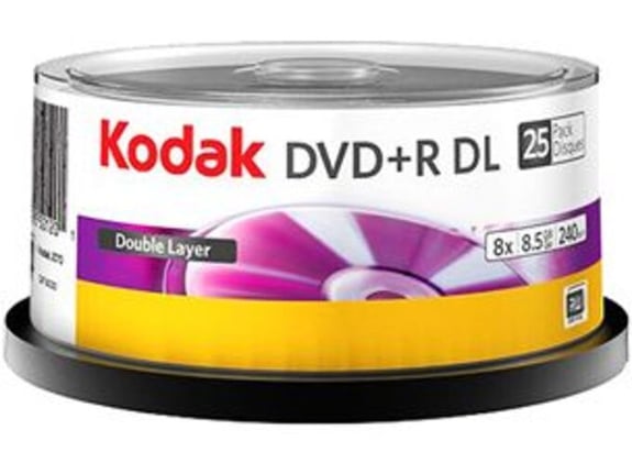 Kodak DVD+R 8.5GB DL 8x, 25 kom na štapu, 6 u kutiji