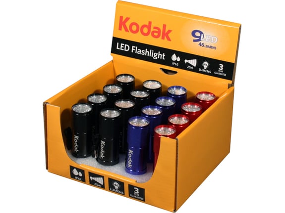 Kodak LED baterijska lampa, crna, crvena i plava 16 kom sa baterijama