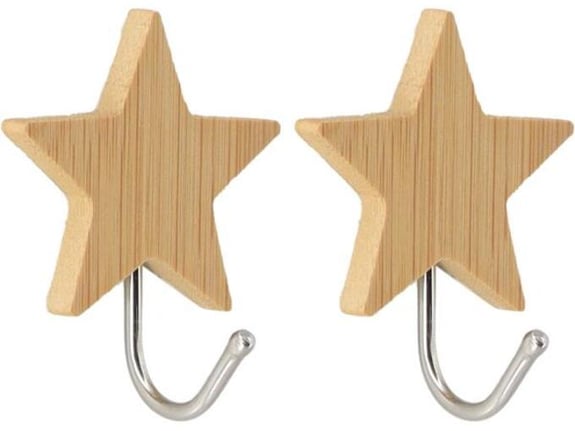 Tendance Set 2 kukice 3M zvezda bambus/metal 4,7x2,7x6cm