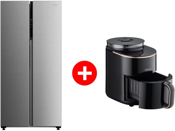 Tesla Side by side frižider RB4600FMXE + Tesla Air Fryer 3u1 1500W 4.5L AF450BCS