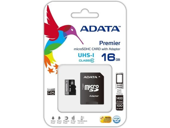 Adata Memorijska kartica Micro SD 16GB + SD adapter AUSDH16GUICL10-RA1