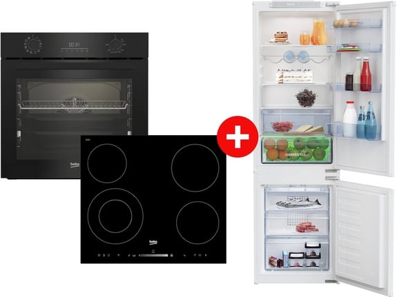 Beko Ugradna Ploča Hic 64502 T + Beko Ugradna rerna BBIR17300BCS + Beko Ugradni frižider BCHA275E4SN