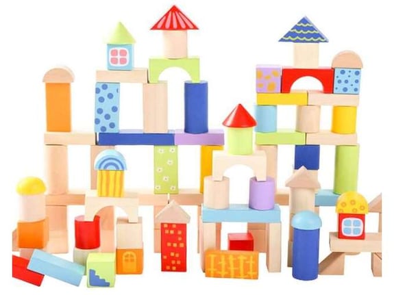 Eco Toys Drvene kocke sa šarama 100kom