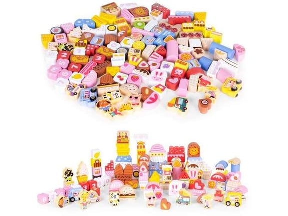 Eco Toys Edukativne drvene kocke Set Candy City 116kom