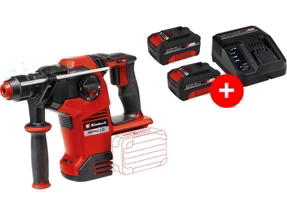 Einhell Akumulatorska čekić bušilica HEROCCO 36/28-Solo + Einhell Power-X-Change 2x 3.0 Ah i 30min PXC Kit