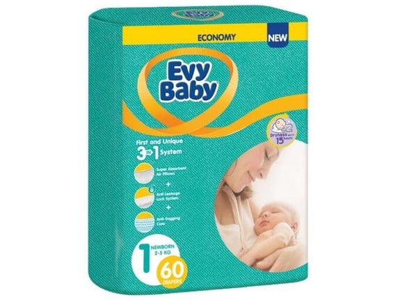 EvyBaby Pelene Twin 1 Newborn 2-5kg 60kom 3u1