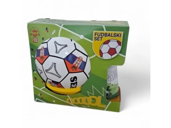 Fudbalski set lopta Srbija 23cm, 4 čunja i 4 markera DS-WC-1111