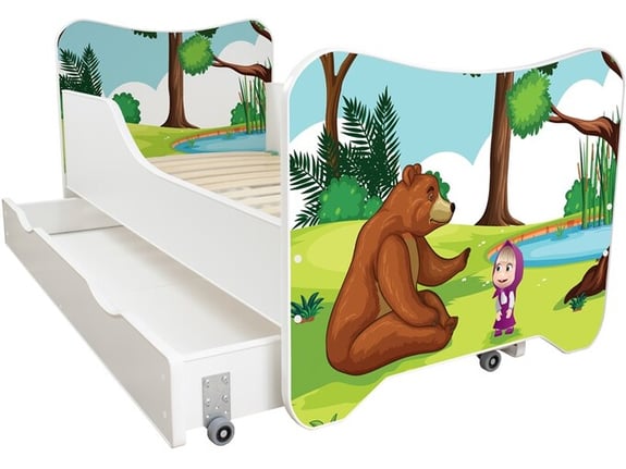 Happy Kitty Dečiji krevet + fioka Maša i Medved 160x80cm