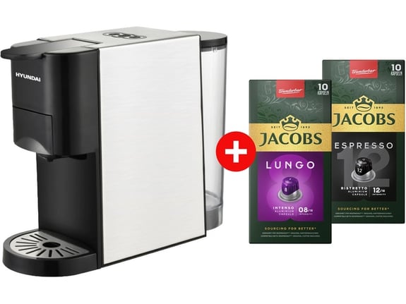 Hyundai Aparat za kafu 2u1 HY-513K + Jacobs Kapsule Espresso Lungo 8 + Jacobs Kapsule Espresso Ristretto 12