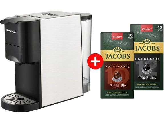 Hyundai Aparat za kafu 2u1 HY-513K + Jacobs Kapsule Espresso Ristretto 12 + Jacobs Kapsule Espresso 10
