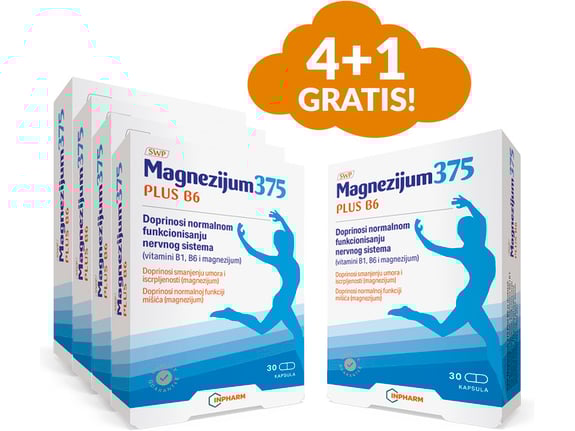 Inpharm Magnezijum 375 Plus B6 30 kapsula 4+1