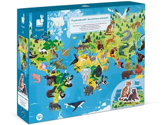 Janod Edu slagalica Ugrožene životinje 200kom