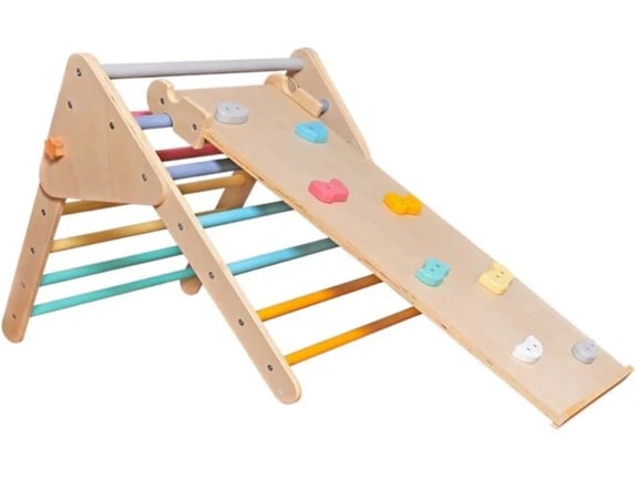 Kinder Home Drvena penjalica i tobogan Pikler trougao 2u1