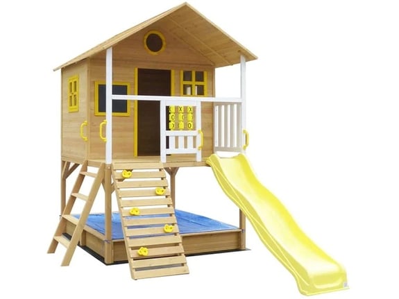 Kinder Home Velika dečija kućica sa peščanikom i toboganom za igru na otvorenom u dvorištu i bašti